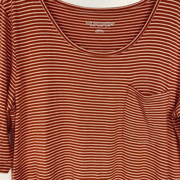 Soft Surroundings Terra Orange & White Striped Tunic Size Medium - Picture 6 of 11